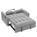 55.51 inch versatile foldable sofa bed in 3 lengths, modern sofa sofa sofa velvet pull-out bed, adjustable back and with USB port and ashtray and swivel phone stand (Grey)