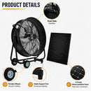 30" Wheeled Solar Fan with 140W Adjustable Monocrystalline Solar Panel by HouseOfZazla