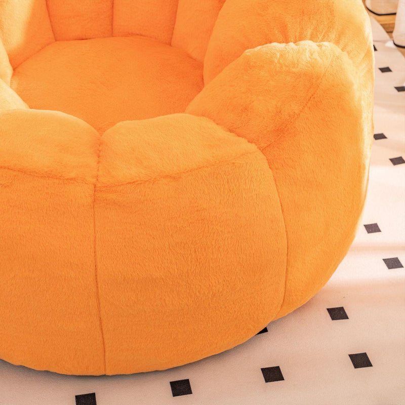 Giant Bean Bag Chair, Oversized Bean Bag Couch for Adults and Kids, Faux Fur Shell-Shaped Large Bean Bag Chair with Filler, Stuffed Big Accent Sofa Chair Floor Sofa for Gaming, Reading