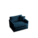 Comfy Deep Single Seat Sofa Upholstered Reading Armchair in Blue Chenille Fabric by HouseOfZazla