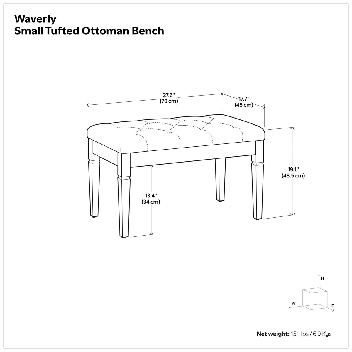Waverly - Upholstered Tufted Ottoman Bench, photo 26 of 26