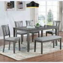 6PCs Kitchen Dining Set, Rectangular Wooden Dining Table with 4 Upholstered Chairs and a Bench, Dining Table Set for 6 People, Living Room, Home Bar and Kitchen, Gray by Montret