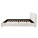 California King Size Upholstered Bed with Boucle Fabric and Curved Headboard by HouseOfZazla