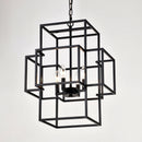 4 Light Metal Lantern Tiered Pendant Hanging Light Fixtures, Industrial Farmhouse Adjustable Height Chandeliers For Dining Room Hallway Foyer Entryway (E12 Bulbs Not Included) by HouseOfZazla