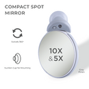 Lighted Compact Travel Mirrors with Magnifications & Suction Cup