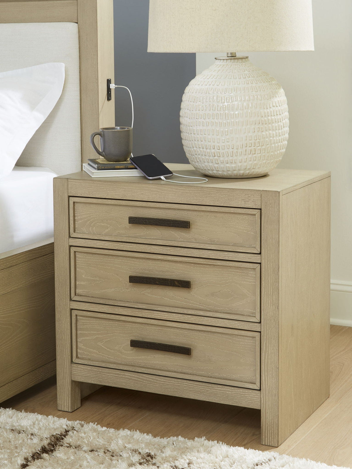 Calmoro - Three Drawer Night Stand - Gray, photo 7 of 7