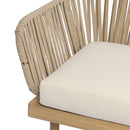 Acacia Wood Outdoor Corner Chair with Rope Back & Weather-Resistant Cushion by HouseOfZazla
