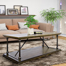 47.2" X 23.6"D X 16.9" H Country Style Coffee Table with Bottom Shelf - BROWN & BLACK