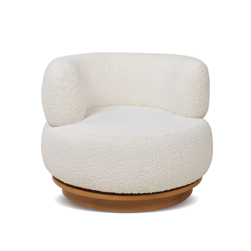 Fuji - 360 Swivel Low Barrel Back Accent Chair - Ivory White, photo 10 of 11