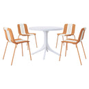 4 Piece Set Of Modern Striped Color Blocking Single Chairs With Round Table by Unique Piece Furniture