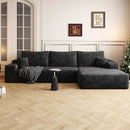 107" Cloud Sectional Couch with L-Shape Chaise, Black Plush Corduroy by HouseOfZazla