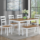 6 Piece Dining Set Table With 4 Side Chairs And Bench - Light Brown / White by HouseOfZazla