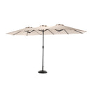 14.8 Ft Double Sided Outdoor Umbrella Rectangular Large with Crank (khaki)