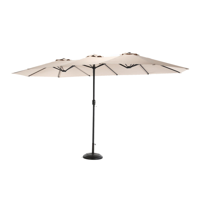 14.8 Ft Double Sided Outdoor Umbrella Rectangular Large with Crank (khaki)