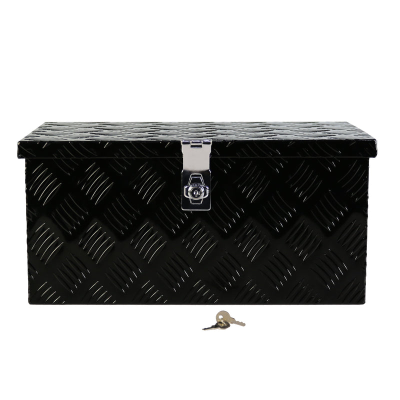 20 Inch Black Aluminum Tool Box 5 Bar Tread Flatbox for Truck Car Outdoor Trailer Pickup Underbody RV ATV Storage Tools Organizer with Lock Side Handle and Keys