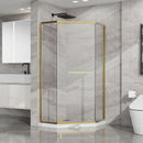 Goodyo - Neo-Angle Frameless Shower Door - Gold by HouseOfZazla