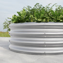 32.08x11.4" Tall Round Raised Garedn Bed, Metal Raised Beds for Vegetables, Outdoor Garden Raised Planter Box, Backyard Patio Planter Raised Beds for Flowers, Herbs, Fruits Silver