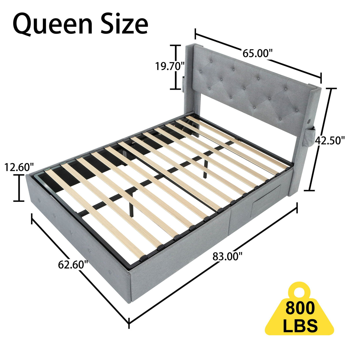 Bed With Gas Lift Storage, USB Ports, photo 20 of 20