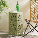 Galore 14' Side Table with Sunburst Cut Out Design, Green