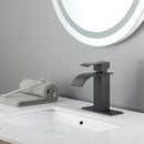 Waterfall Spout Bathroom Sink Single Handle Faucet with Pop-Up Drain
