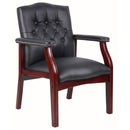 Leather Reception Guest Chairs With Padded Seat And Arms Ergonomic Mid-Back Office Executive Side Chair For Meeting Waiting Room Conference Office Guest Chairs - Black by HouseOfZazla