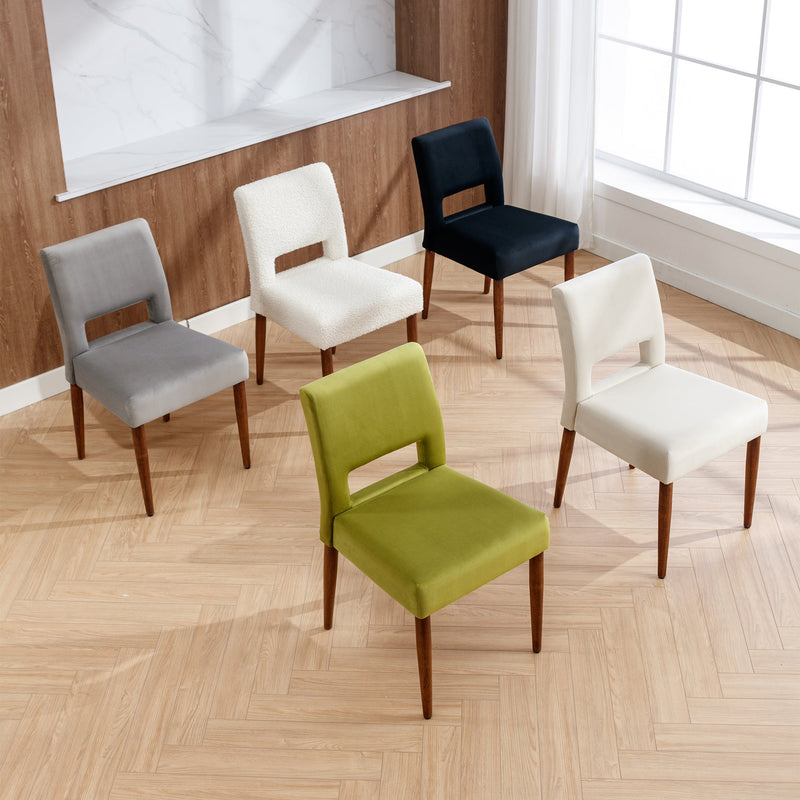 Accent Chairs Set of 2, Boucle Chairs with Solid Woood, Upholstered Dining Chairs for Living Room, Kitchen, Bedroom, Beauty Room,Dining room-Cream