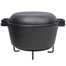 Pre-Seasoned 3 in 1 Cast Dutch Oven with Skillet Lid, 5 Quart - Black by HouseOfZazla