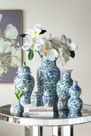 D6.9x13.4" Porcelain Double Gourd Vase with Cherry Blossom Patterns