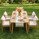 Outdoor Dining Chair Set of 4 with Curved Acacia Wood Arms