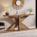 Long Console Table With Geometric Base - Oak by HouseOfZazla