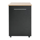 Mobile Kitchen Cart With Storage With 2 Doors, 3 Drawers & Adjustable Shelf - Black / Natural by HouseOfZazla