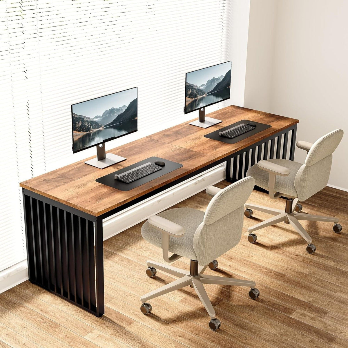Double Computer Desk For 2 Person, Extra Long Workstation, photo 8 of 8