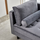 64" Velvet Chaise, Mid-Century Modern Chaise Furniture, Sleeper for Living Room, Apartment, Tool-Free Assembly. (Gray)