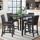 5 Pieces Counter Height Table Set, Kitchen Table With Square Table And 4 Upholstered Chairs by HouseOfZazla