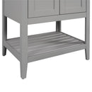 24" Grey Modern Sleek Bathroom Vanity Elegant Ceramic Sink with Solid Wood Frame Open Style Shelf