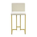 25.8" Counter Height Bar Stools Set of 2, Mid-Century Modern Gold Counter Height Bar Stools with Back