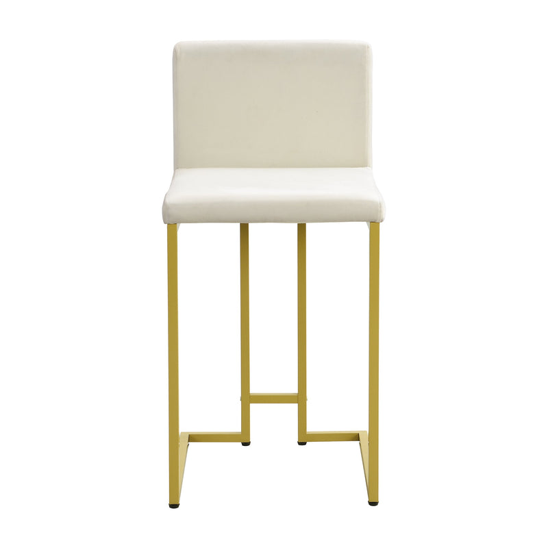25.8" Counter Height Bar Stools Set of 2, Mid-Century Modern Gold Counter Height Bar Stools with Back
