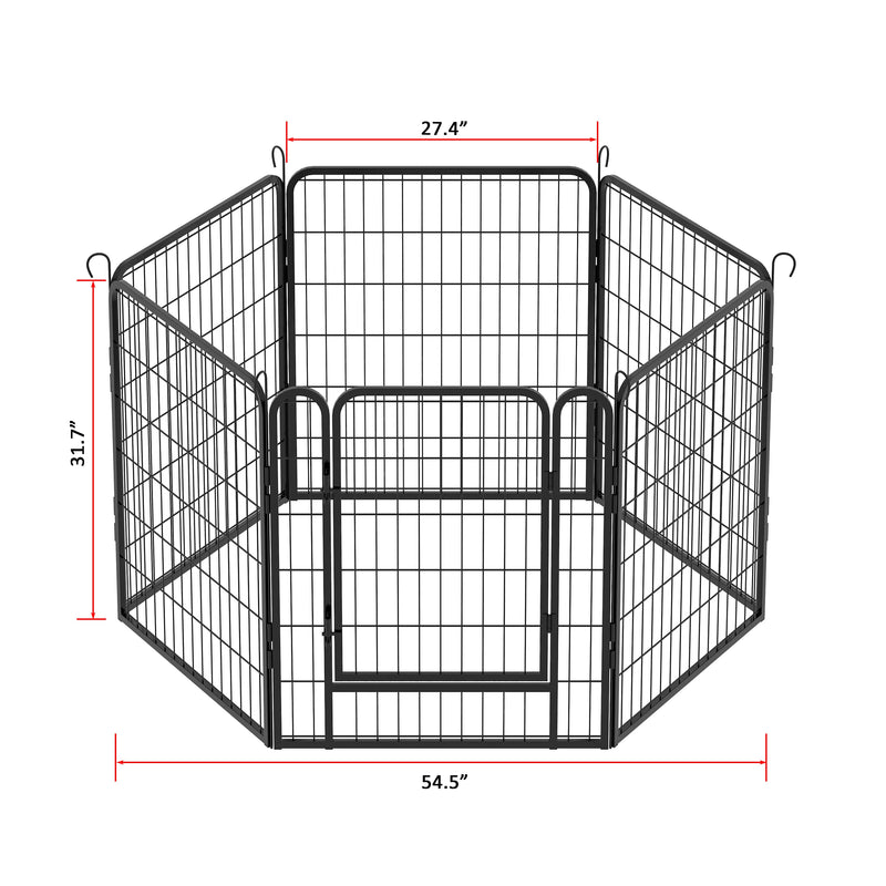 6 Panels Heavy-Duty Metal Playpen with Door, 31.7' H Dog Fence Pet Exercise Pen for Outdoor, Indoor