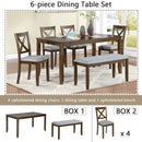 6 Pieces Kitchen Dining Set, Rectangular Wooden Dining Table With 4 Chairs And A Bench by Unique Piece Furniture