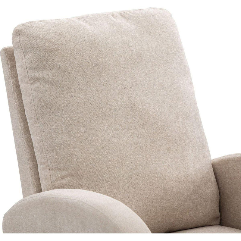 27.2"W Rocking Chair for Nursery, Polyester Glider Chair with High Back and Side Pocket, Rocking Accent Armchair with Rubber Wood Legs for Living Room/Bedroom.Beige