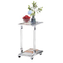 Glass Top C Shape Square Table With Metal Base For Living Room by Unique Piece Furniture