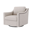 360 Degree Swivel Armchair, Skin Friendly Fabric, Ergonomic Design, Brass Nail Decorative Armchair by Unique Piece Furniture