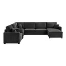 Modular 5 Seat U-Shape Sectional Sofa With Chaise Lounge, Built In Cup Holders And Storage Drawer
