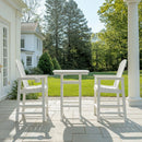 Outdoor Bar Height Adirondack Patio Chair With Cup Holder And Armrests All Weather UV Resistant - White