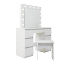 Large Vanity Tables With Mirror And Light - Matte White by HouseOfZazla