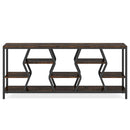 Tribesigns - Extra Long Narrow Sofa Console Table With 4 Tier Storage Shelves - Rustic Brown by HouseOfZazla