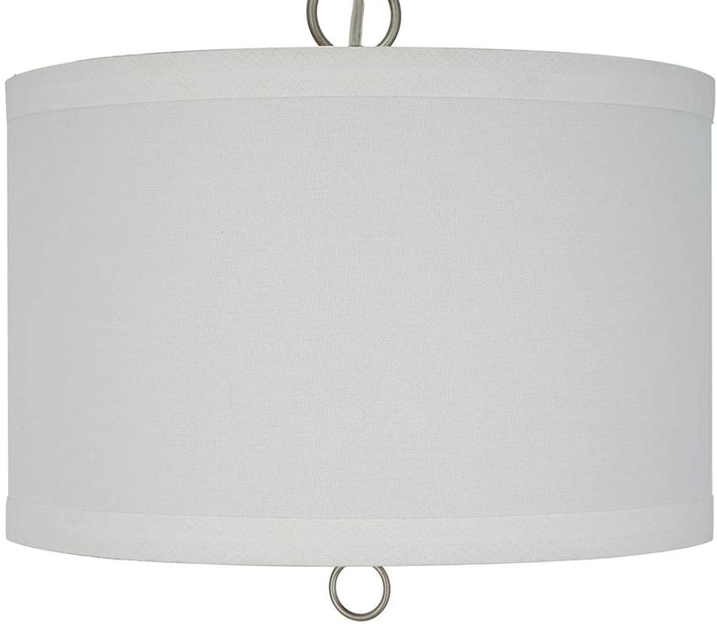 14"W Light Pendant Brushed Nickel Finish with Oatmeal Linen Shade