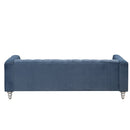 89" Modern Sofa Dutch Fluff Upholstered sofa with solid wood legs, buttoned tufted backrest,blue