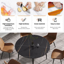 Modern Artificial Stone Round Dining Table With Metal Legs, Can Accommodate 6 People - Black by Unique Piece Furniture