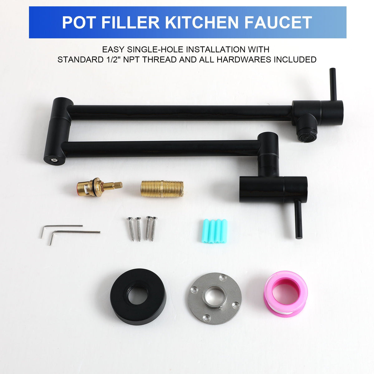 Modern Design Pot Filler Faucet Wall Mount Kitchen Sink, Folding Stretchable, photo 20 of 20